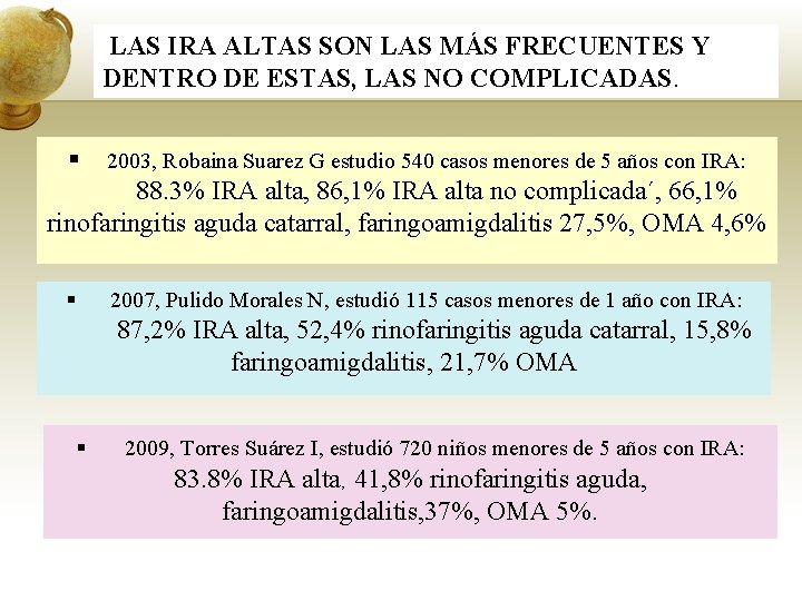 LAS IRA ALTAS SON LAS MÁS FRECUENTES Y DENTRO DE ESTAS, LAS NO COMPLICADAS.