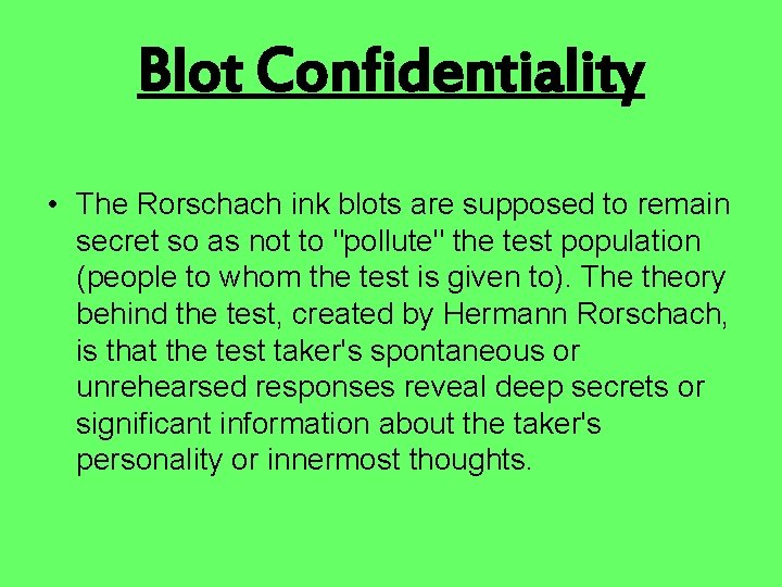 Rorshach Inkblot Test Definition The Rorschach inkblot test