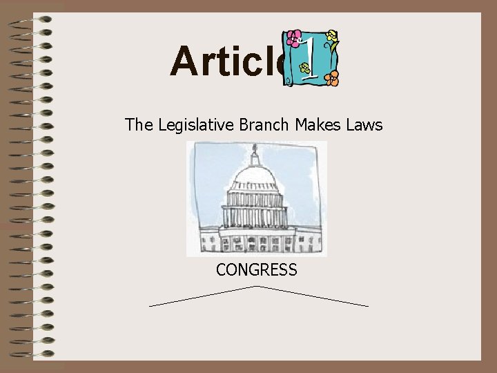 Article The Legislative Branch Makes Laws CONGRESS 