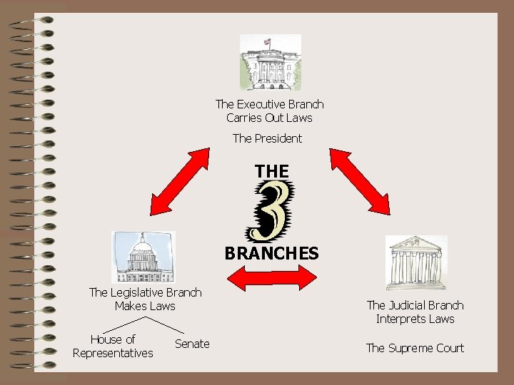 The Executive Branch Carries Out Laws The President THE BRANCHES The Legislative Branch Makes