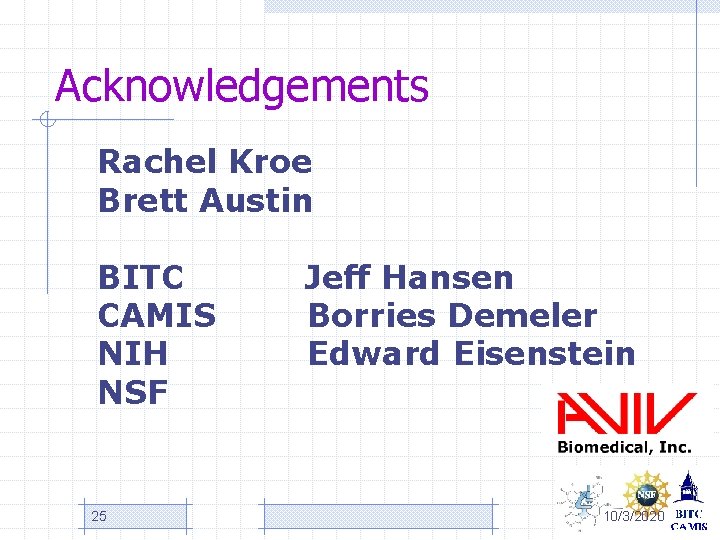 Acknowledgements Rachel Kroe Brett Austin BITC CAMIS NIH NSF 25 Jeff Hansen Borries Demeler