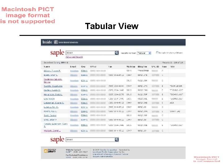 Tabular View 