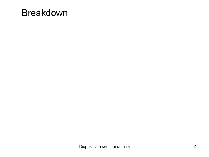 Breakdown Dispositivi a semiconduttore 14 Breakdown Dispositivi a semiconduttore 14