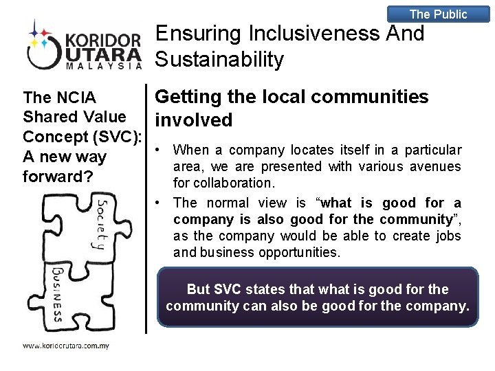 The Public Ensuring Inclusiveness And Sustainability The NCIA Getting the local communities Shared Value The Public Ensuring Inclusiveness And Sustainability The NCIA Getting the local communities Shared Value
