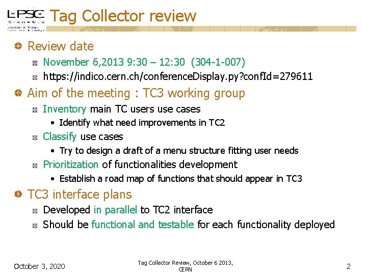 Tag Collector review Review date November 6, 2013 9: 30 – 12: 30 (304