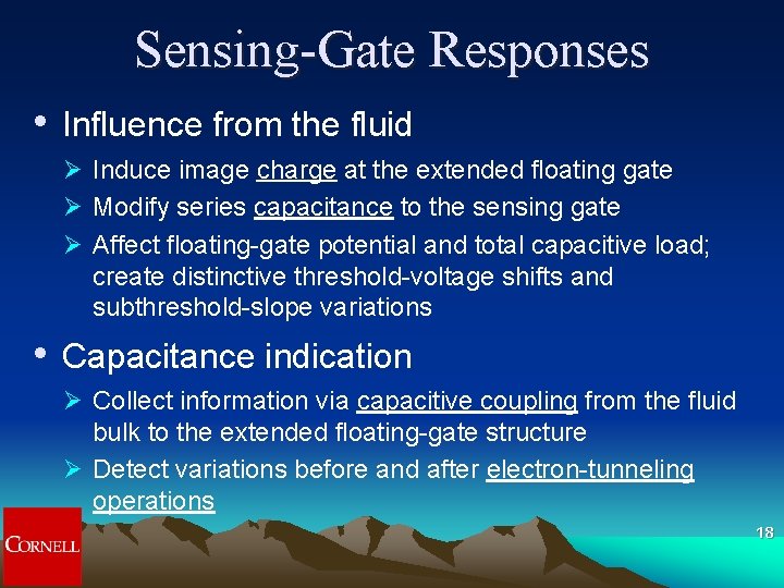 Sensing-Gate Responses • Influence from the fluid Ø Induce image charge at the extended Sensing-Gate Responses • Influence from the fluid Ø Induce image charge at the extended