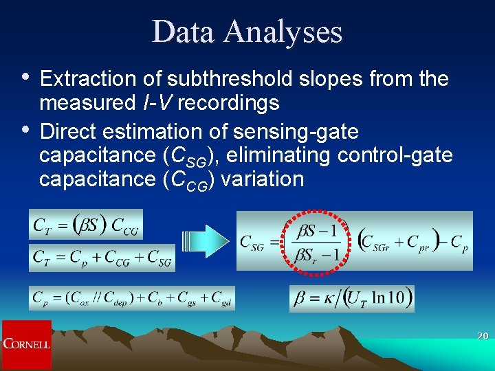 Data Analyses • • Extraction of subthreshold slopes from the measured I-V recordings Direct Data Analyses • • Extraction of subthreshold slopes from the measured I-V recordings Direct