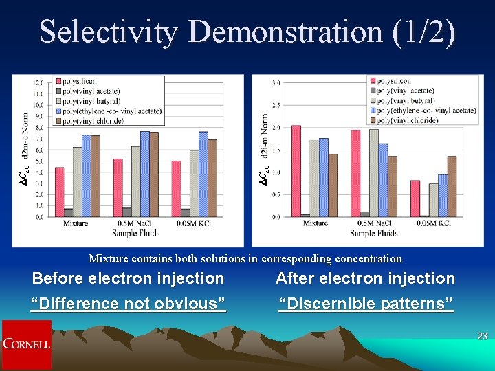 DCSG Selectivity Demonstration (1/2) Mixture contains both solutions in corresponding concentration Before electron injection DCSG Selectivity Demonstration (1/2) Mixture contains both solutions in corresponding concentration Before electron injection