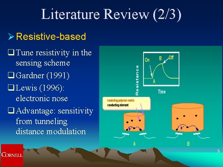 Literature Review (2/3) Ø Resistive-based q Tune resistivity in the sensing scheme q Gardner Literature Review (2/3) Ø Resistive-based q Tune resistivity in the sensing scheme q Gardner