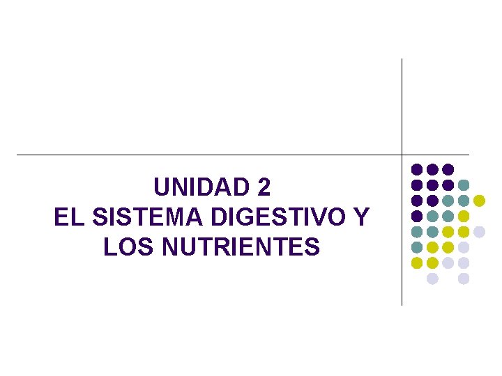 UNIDAD 2 EL SISTEMA DIGESTIVO Y LOS NUTRIENTES 