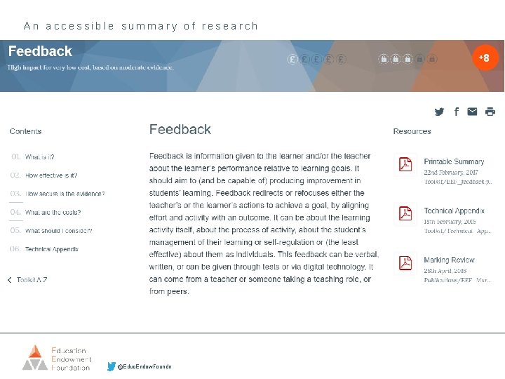 An accessible summary of research @Educ. Endow. Foundn 