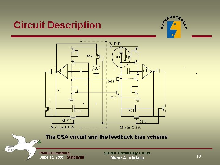 Circuit Description The CSA circuit and the feedback bias scheme Platform meeting June 11, Circuit Description The CSA circuit and the feedback bias scheme Platform meeting June 11,