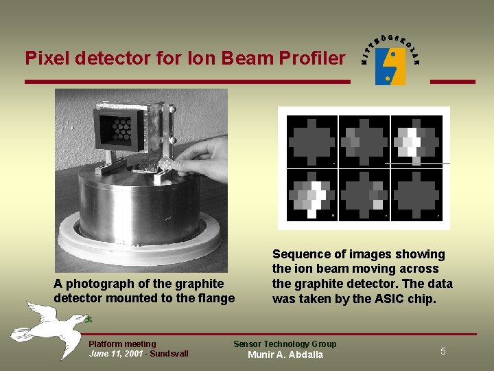 Pixel detector for Ion Beam Profiler A photograph of the graphite detector mounted to Pixel detector for Ion Beam Profiler A photograph of the graphite detector mounted to