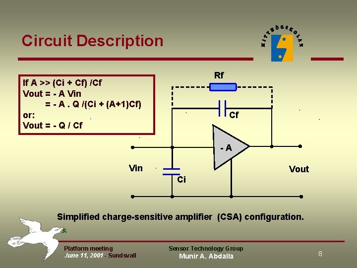 Circuit Description Rf If A >> (Ci + Cf) /Cf Vout = - A Circuit Description Rf If A >> (Ci + Cf) /Cf Vout = - A
