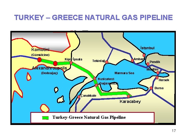 TURKEY – GREECE NATURAL GAS PIPELINE İstanbul Komotini (Gümülcine) Kipi / İpsala Ambarlı Tekirdağ