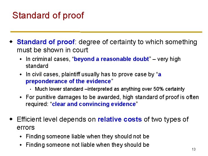 Standard of proof w Standard of proof: degree of certainty to which something must