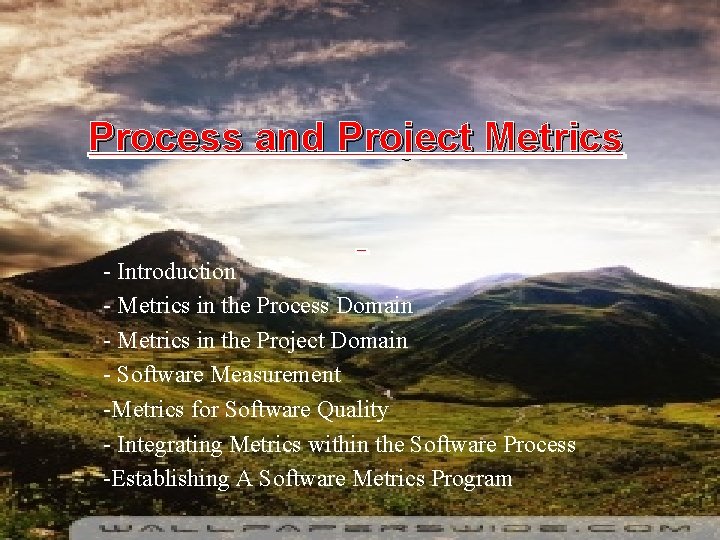 Process and Project Metrics - Introduction - Metrics in the Process Domain - Metrics