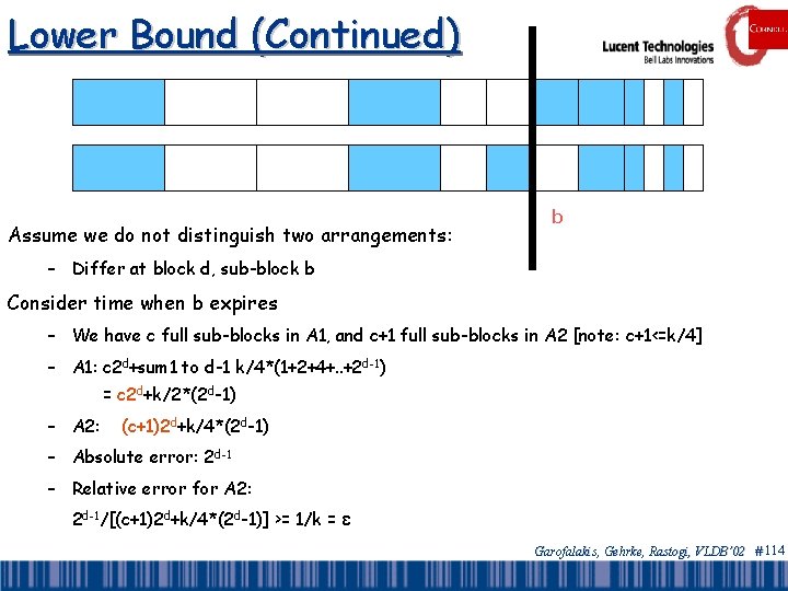 Lower Bound (Continued) Assume we do not distinguish two arrangements: b – Differ at