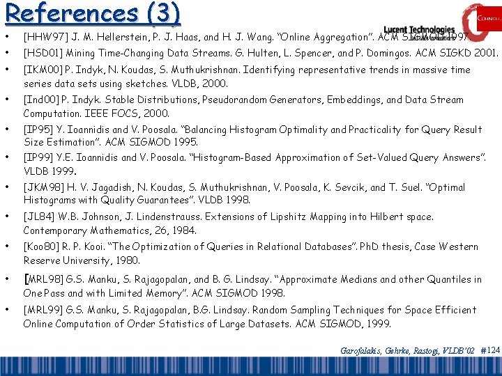 References (3) • [HHW 97] J. M. Hellerstein, P. J. Haas, and H. J.