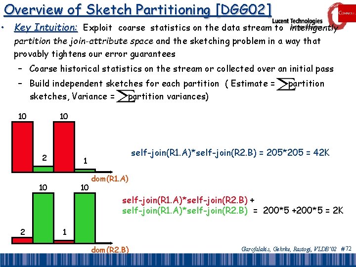 Overview of Sketch Partitioning [DGG 02] • Key Intuition: Exploit coarse statistics on the