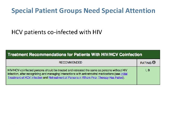 Special Patient Groups Need Special Attention HCV patients co-infected with HIV Presentation Title |