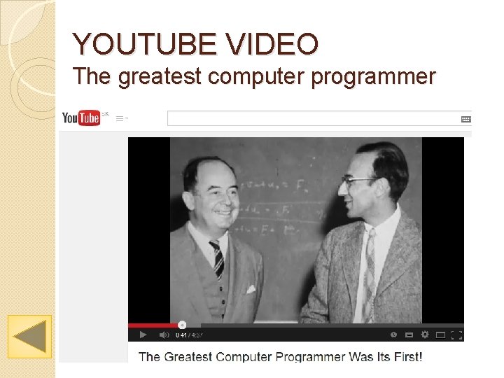 YOUTUBE VIDEO The greatest computer programmer 