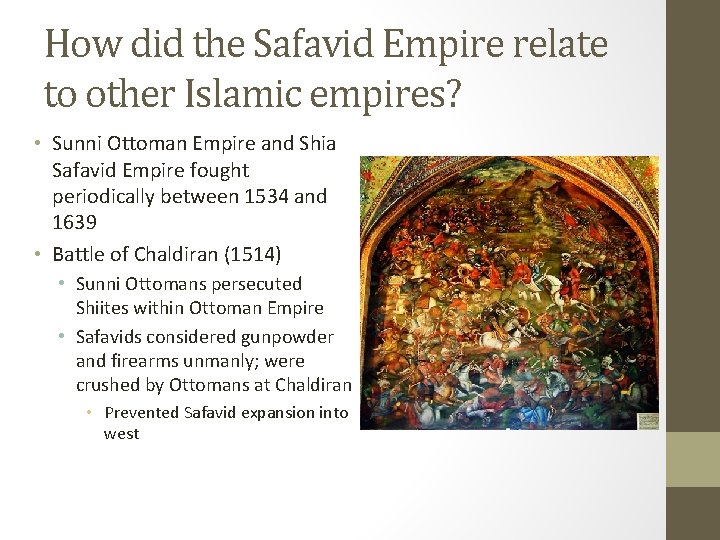How did the Safavid Empire relate to other Islamic empires? • Sunni Ottoman Empire