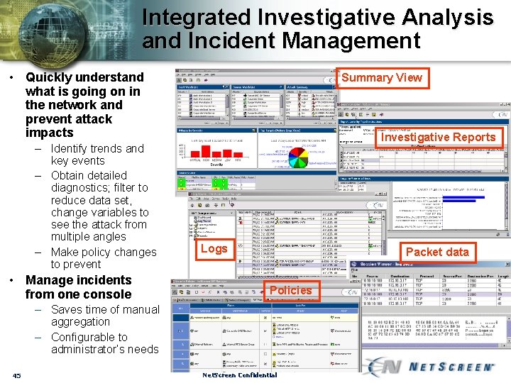 Integrated Investigative Analysis and Incident Management • Quickly understand what is going on in