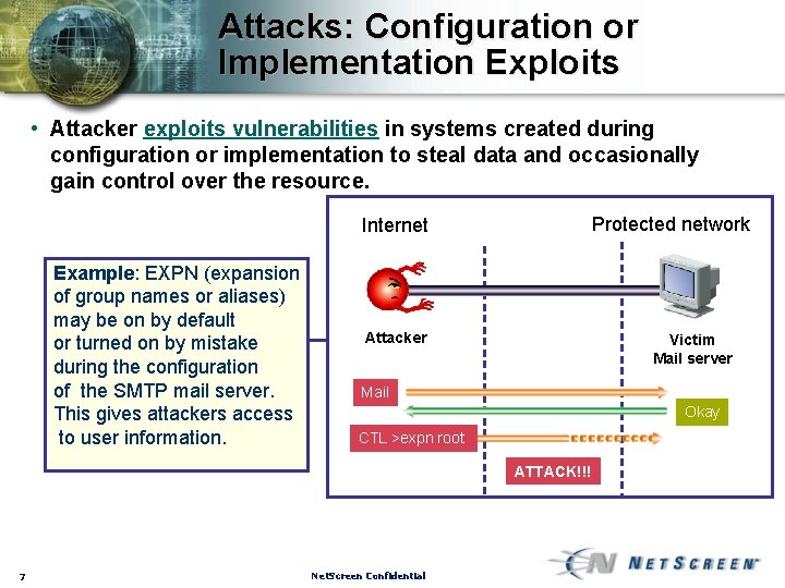 Attacks: Configuration or Implementation Exploits • Attacker exploits vulnerabilities in systems created during configuration