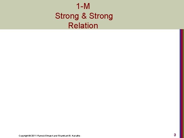 1 -M Strong & Strong Relation Copyright © 2011 Ramez Elmasri and Shamkant B.