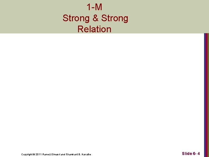 1 -M Strong & Strong Relation Copyright © 2011 Ramez Elmasri and Shamkant B.