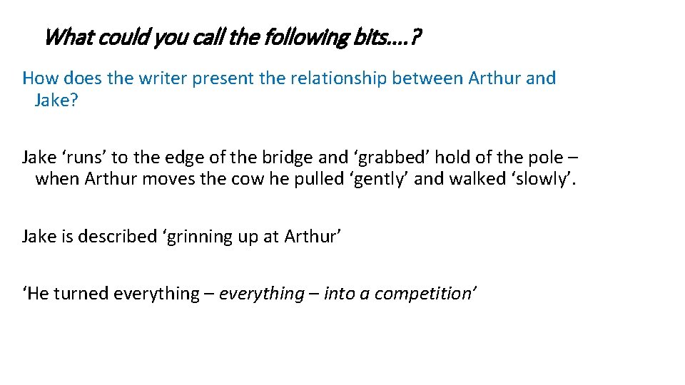 What could you call the following bits. . ? How does the writer present What could you call the following bits. . ? How does the writer present