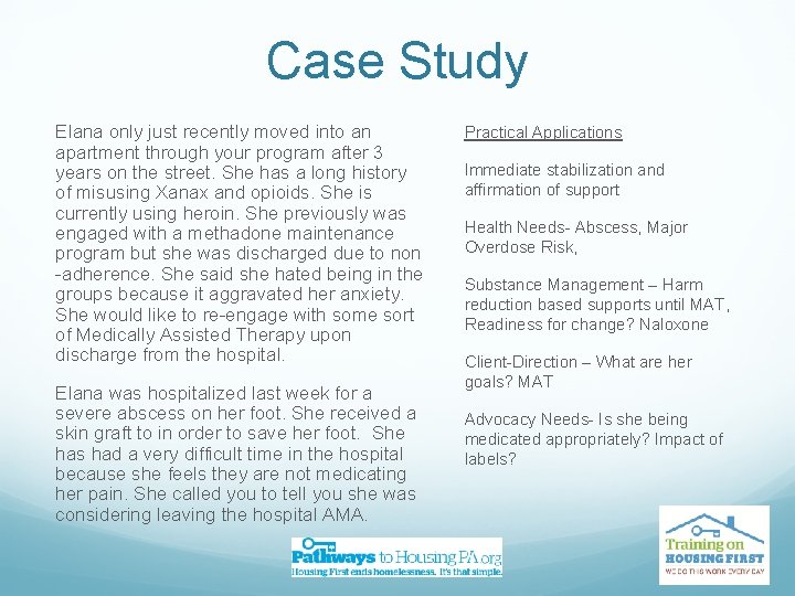 Case Study Elana only just recently moved into an apartment through your program after