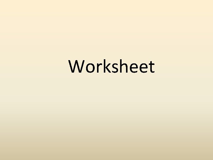 Worksheet 