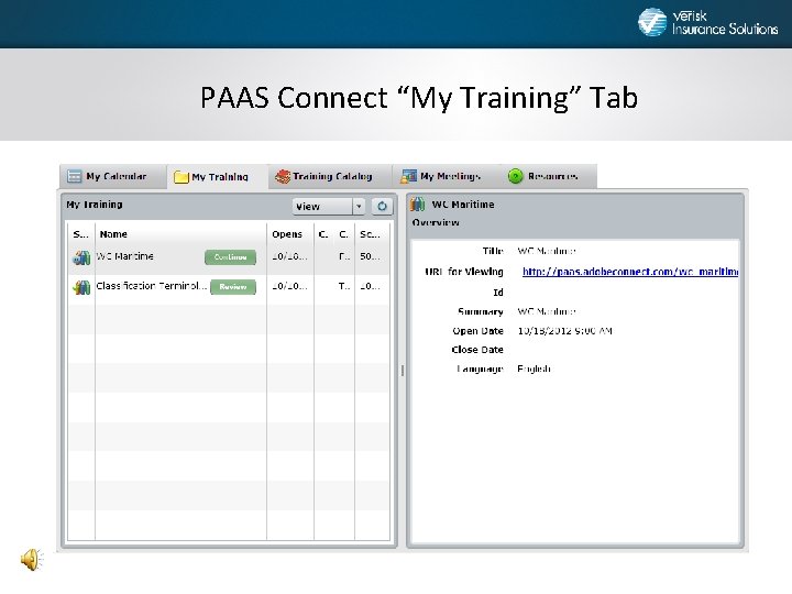 PAAS Connect “My Training” Tab 