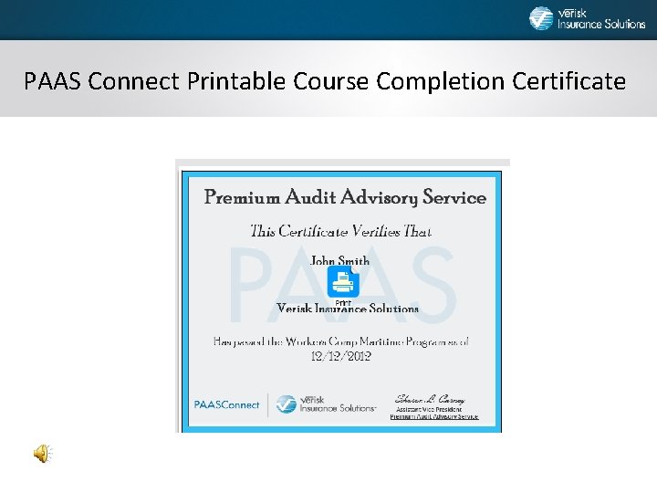 PAAS Connect Printable Course Completion Certificate 