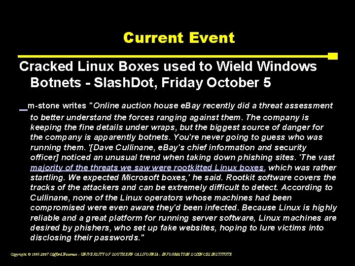 Current Event Cracked Linux Boxes used to Wield Windows Botnets - Slash. Dot, Friday
