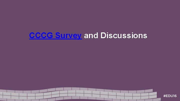 CCCG Survey and Discussions 