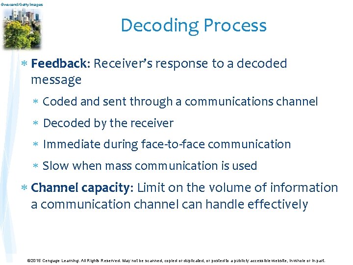©wecand/Getty. Images Decoding Process Feedback: Receiver’s response to a decoded message Coded and sent ©wecand/Getty. Images Decoding Process Feedback: Receiver’s response to a decoded message Coded and sent