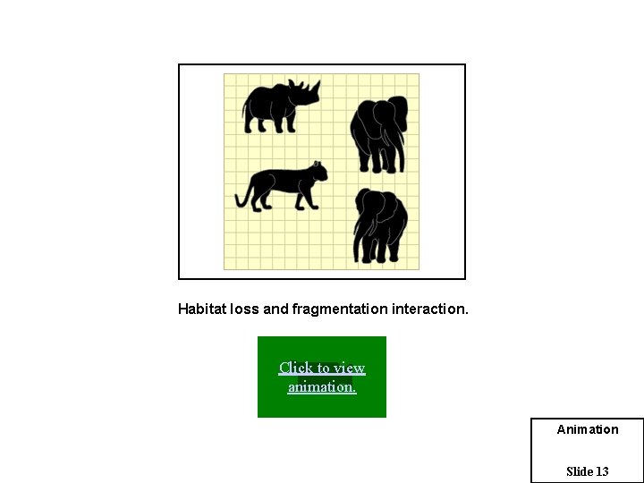 Habitat loss and fragmentation interaction. Click to view animation. Animation Slide 13 