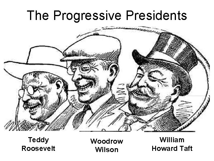 The Progressive Presidents Between 1901 and 1919, three Presidents began a series of Progressive