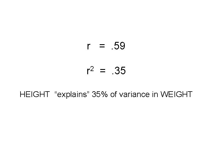 r = . 59 r 2 = . 35 HEIGHT “explains” 35% of variance