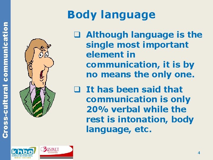 Cross-cultural communication Body language q Although language is the single most important element in