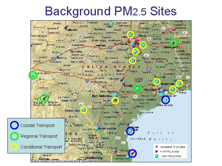 Background PM 2. 5 Sites Coastal Transport Regional Transport Conditional Transport 