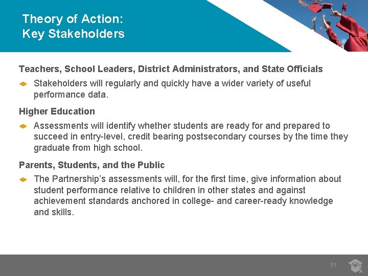 Theory of Action: Key Stakeholders Teachers, School Leaders, District Administrators, and State Officials Stakeholders