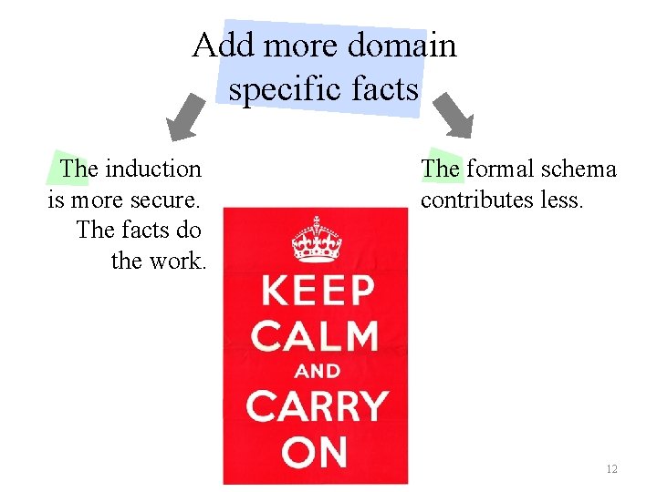 Add more domain specific facts The induction is more secure. The facts do the