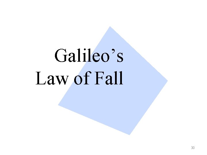 Galileo’s Law of Fall 30 