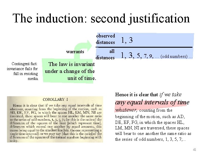 The induction: second justification warrants Contingent fact: invariance fails for fall in resisting media.