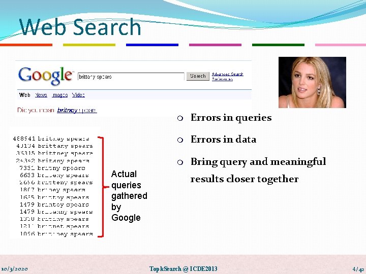 Web Search Actual queries gathered by Google 10/3/2020 m Errors in queries m Errors