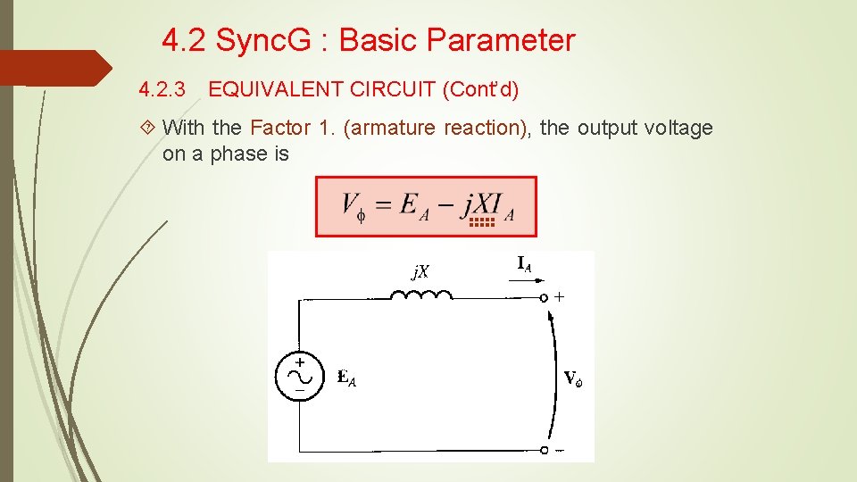 4. 2 Sync. G : Basic Parameter 4. 2. 3 EQUIVALENT CIRCUIT (Cont’d) With